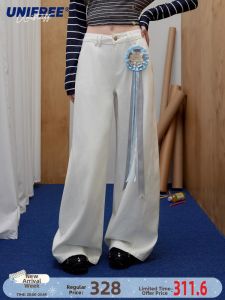 unifree | Quần Jeans Rửa Mòn Phong Cách Retro Nữ