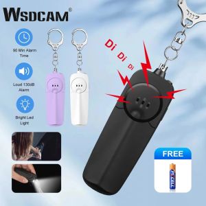 Wsdcam Self Defense Alarm 130dB Anti-wolf Alert With LED Light Self Defense Woman Safety Alarm Anti-Attack Keychain
