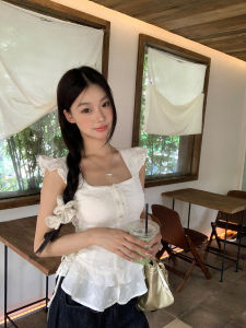 Red Celebrity Short Sleeve Lace Design Womens Shirt French Style Summer 2025 Slim Fit Commute Regular Length Pure Color