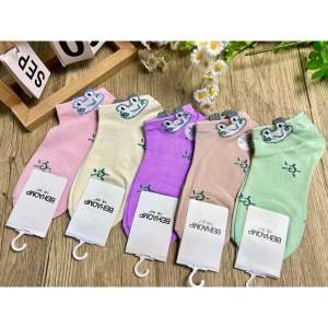 ถุงเท้าข้อสั้น มีหูสีหวาน ( ยกแพ็ค 10 คู่ ）E8