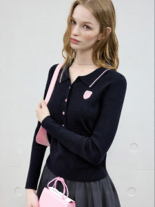 Juicy Couture | Slimming Polo Collar Long Sleeve Knitted Sweater
