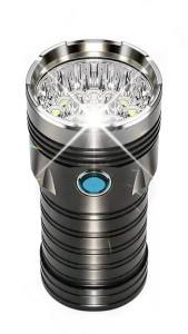 Activefire | Đèn Pin T6 Công Suất Cao 18 Đèn LED Sáng Có Thể Sạc Lại Bằng USB Hợp Kim Nhôm Đen Chống Nước Với 4 Pin Li-ion 18650
