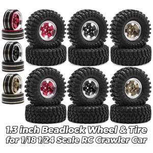 RCMMTING 4pcs 1.3 inch 70mm/72mm Beadlock Wheels Rubber Tires for 1/18 1/24 RC Crawler Car TRX4M Axial SCX24 AX24 Upgrade Parts