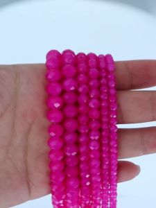 Hạt Pha Lê Mặt Cắt Màu Hồng Nóng 4/6/8mm Hạt Thủy Tinh Tròn Hạt Rời Dùng Làm Đồ Trang Sức Tự Làm Vòng Tay Vòng Cổ Phụ Kiện