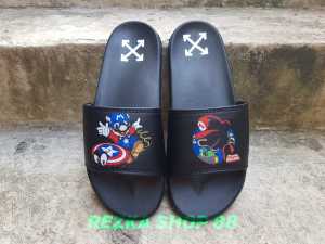 Sandal Selop Anak dan Dewasa Motif MARIO BROSS X CAPTAIN AMERICA - Sandal Flip Flop Free paperbag - Sandal Anak Laki - laki dan Perempuan - Kekinian - REZKA SHOP 88