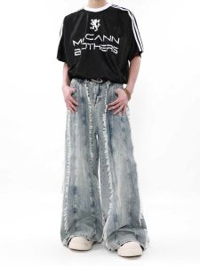 กางเกงยีนส์ทรงหลวมสไตล์อเมริกันสำหรับผู้ชายและผู้หญิง กางเกงขายาวทรงขากว้าง ดีไซน์ปักลาย ทรงหลวม ทรงหลวม ทรงหลวม