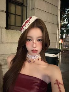 Halloween Blood Drop Red Diamond Small Gift Hat Hair Clip Womens Cosplay Headwear Accessory Party Costume Prop Jewelry