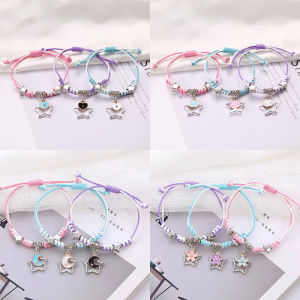 Corinna 3PCS Friendship Bracelet for Women Girl Luminous Woven Handmade Moon Flower Couple Fashion Bracelet Wax Rope Adjustable Wristband