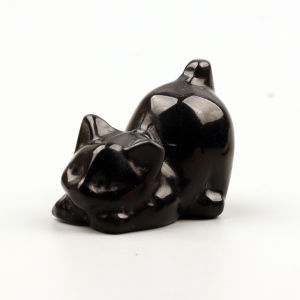Crystal Energy Stones Carved Rose Quartz Cute Cat Figurine Natural Stone Cartoon Toy Jade Mini Craft Obsidian Chakra Decor