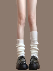 ถุงเท้าถักแบบยาวสำหรับผู้หญิง ถุงเท้าฤดูใบไม้ผลิฤดูใบไม้ร่วงฤดูหนาว ถุงเท้า JK แบบญี่ปุ่น ปกติ สีขาว ถุงเท้าสำหรับรองเท้า Loafers ถุงเท้าแบบยาว