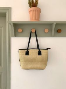 Retro Large Capacity Straw Woven Shoulder Bag Womens 2025 Spring Summer New Beach Style Basket Tote Bag Casual Pure Color