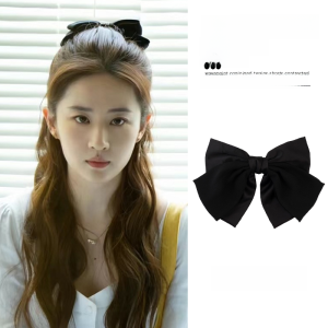 Black Satin Butterfly Knot Hair Accessory Celebrity Princess Style Back Hair Clip Fresh out New 2025 Fashion Hair Jewelry