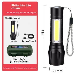 NIOYE | Đèn Pin Sạc Điện Mạnh Có Đèn Phía Bên Ẩn