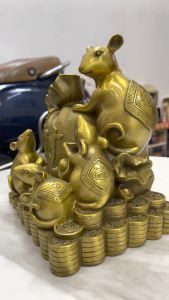 Tượng Gia Đình Chuột Bằng Đồng Phong Thủy Cao 15cm Và 26cm