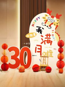 Trang Trí Tiệc 100 Ngày Cho Bé Trai Và Bé Gái 30 Ngày Lễ Hội Trang Trí Tường Phông KT Phong Cách Trung Quốc