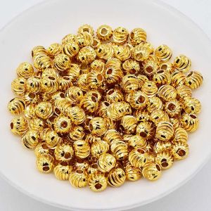 Import 18K Gilded Spacer Beads Pattern Ball Plunger 14K Golden Bean Bracelet Necklace String Pearl Ball Beads Loose Beads Accessories