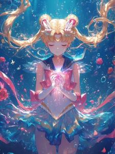 Bandai | 5D DIY Diamond Painting Kit Magical Girl Anime Style Sailor Moon Full Drill Rhinestone Mosaic Wall Decor Gift for Home Decor