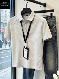 YOULIN | Regular Shoulder Boxy Collared Polo T-Shirt Men Summer