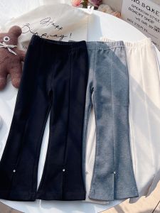 Girl Spring and Autumn Bell-Bottom Pants Stretch Cotton Split Bootcut Trousers Girls Fashion Fried Street Casual Pants Kids Pants