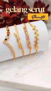 Nice Jewelry gelang xuping gelang dewasa serut fuji mata pink perhiasan lapis emas GL 007