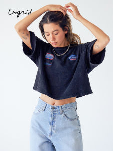 เสื้อยืดคอกลมแขนสั้นผ้าฝ้าย UNGRID ฤดูใบไม้ผลิและฤดูร้อนใหม่ ดีไซน์ผ้าปัก ทรงหลวม เสื้อผ้าทำงาน ลายพิมพ์ลายเรียบง่าย