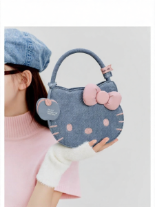 TOUTOU | Cute Kitten Design Denim Tote Bag Shoulder Bag