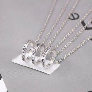 3 Pcs/Set Best Friends Forever Necklaces Round Simple Pendant Necklace For Girls Women Sisters BFF Friendship Jewelry Gift 2025 H260213