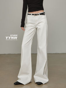 Thickened Fleece Lined Micro Flared Pure Cotton Denim Jeans Womens Autumn 2025 New Style White Slimming Long Pants