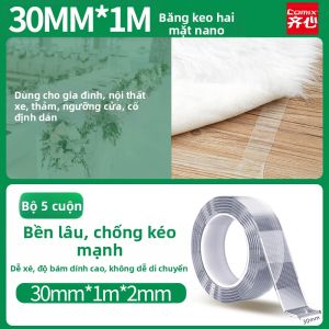 Comix | Băng Keo Hai Mặt Nano Không Để Lại Dấu Vết Dính Chắc Chắn Lưới Trong Suốt Chống Thấm Nước Cho Thảm Sàn Và Tường