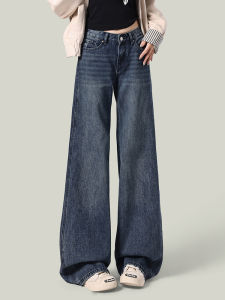 Loose Fit American Style Low Waist Straight Leg Blue Jeans Womens Autumn 2025 Slimming Wide Leg Pants Casual Cotton Denim