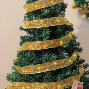 4M 40LED Double Layer Fairy Lights Christmas Tree Lights Battery Power Christmas Ribbon Bows With LED Strings For Gift Boxes Christmas Tree Ornaments Christmas Ribbon light Christmas Decor