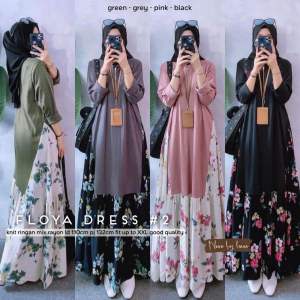 FLOYA DRESS RAJUT MIX RAYON MOTIF BUNGA CANTIK