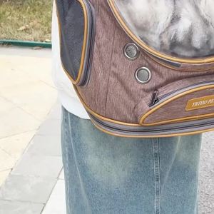 Transparent Space Capsule Pet Backpack Large Space Breathable Double Shoulder Pet Carrier Bag Portable Outdoor Travel Bag For Cats Small Dogs Convenient Pet Supplies