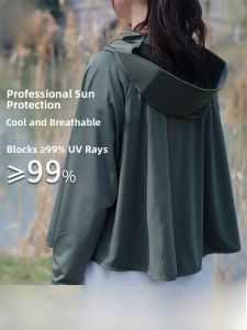 MiiOW | Cat Woman Summer 2024 New Style UV Protection Ice Silk Shawl Coat With Hat Womens Fashionable Versatile Lightweight Long Sleeve