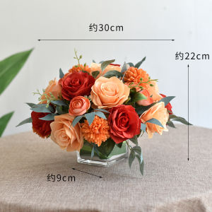 Artificial Flowers Glass Vase Table Centerpiece Restaurant Hotel Meeting round Table Decor Fake Flowers Home Decor Accessories