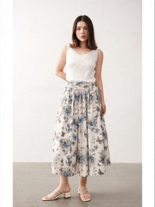 Butterfly Printed A-Line High Waist Long Half Skirt