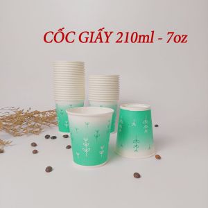 50 Chiếc Ly Giấy 210ml - 7oz Lá Cây Xanh Cốc Giấy NHẬP KHẨU HÀN QUỐC
