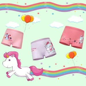 SMY 4 Pcs/Set Soft Cotton Baby Girl Kids Boxer Cute Cartoon Kids Panty Teens Girl Brief Boxer Short For 2-12Yrs