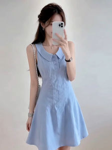 Homecore | Academic Style Slimming High Waist Short Sleeve Dress Blue