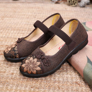 Beijing Ladies Flat Bottom Comfortable Soft Sole Traditional Cloth Shoes Anti-Slip Suitable for Middle Aged And Elderly Women