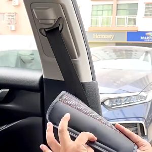 2PC Car Safety Seat Belt Shoulder Pad Leather Safety Belt Cover Children Kid Safety Seat Belt Cover Seat Belt Strap Protector Seat Belt Accessories Seat Belt Clip Tali Pinggang Cover Kereta