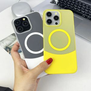 2IN1 Hybrid Candy Color Clear Magnetic Wireless Charging For Magsafe Case for iPhone 15 14 13 12 Pro Max Detachable Hard Cover