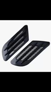 2pcs Universal Car Decorative Air Flow Vent Sticker Cover Hood (Black) Car Air Outlet