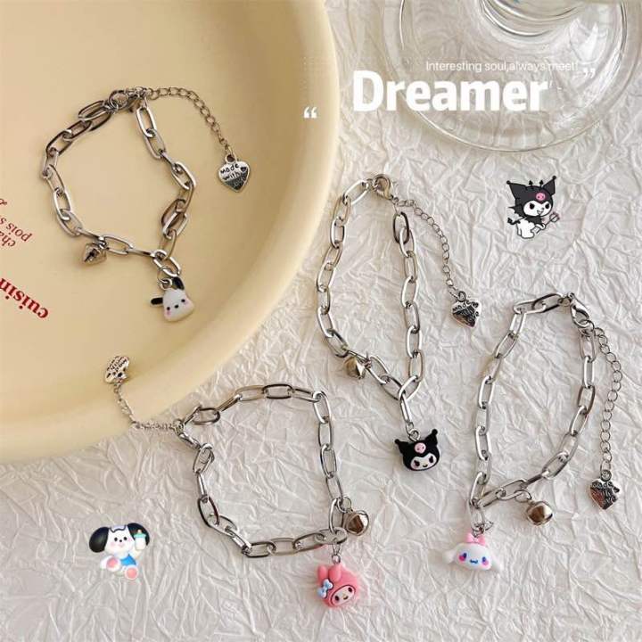 Sanrio Bell Bracelet Female Cute Cartoon Melody Kuromi Ins Lazada