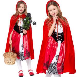 Children Girl Little Red Riding Hood Costume For Kids Christmas Princess Dress Cloak Queen Uniform Suits Halloween Party Clothes