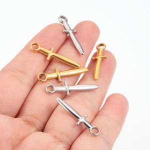 Stainless Steel Sword-shaped Pendant Jewelry diy Accessories 18K Gold Dagger Charms