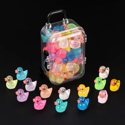 Luminous Miniature Duck Simulated Animal Doll Tabletop Decoration Childrens Crystal Toy Crystal Duckling Static Animal Model