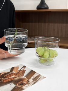 Ins Style Stackable Heat Resistant Transparent Simple Glass Cup Milk Coffee Latte Water Breakfast Cup High Borosilicate Glass