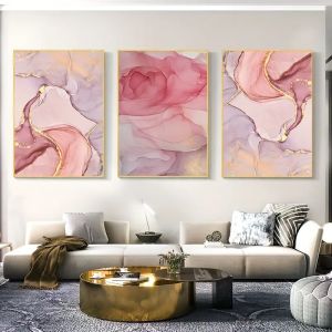 3pcs Modern Poster Abstract Pink Marble Canvas Posters Wall Art for Living Room Decoration Luxury Poster and Print Ideal Gift