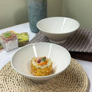 Bát Gốm Sứ 7 Inch in Nổi Đơn Giản Dùng Trong Gia Đình Bát Đựng Salad Bát Đựng Súp Bát Đựng Cơm Bát Đựng Mì Bát Đựng Mì